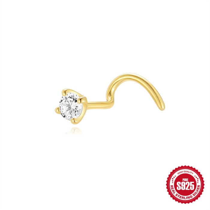New 925 Sterling Silver Personalized Diamond-Studded Closed Nose Ring Nose Hoop European and American INS Nose Stud Nose Piercing Jewelry