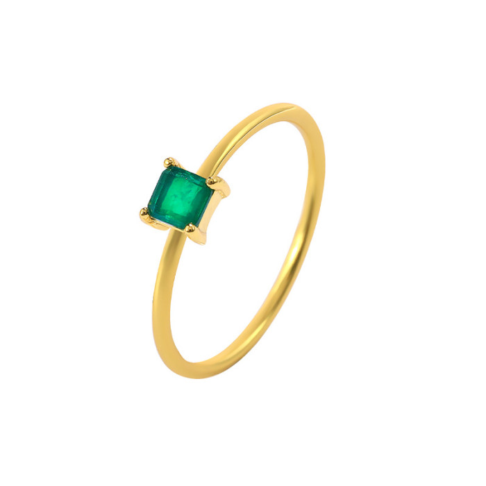 Luxury S925 Pure Emerald Gemstone Women's Wedding Ring French Style Niche High-end Index Finger Ring, 925 Sterling Si...
