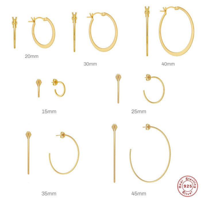 S925 Sterling Silver C-shaped Large Arc Hoop Earrings European and American Hot-selling INS Minimalist Niche Light Luxury Exaggerated Trendy Earrings