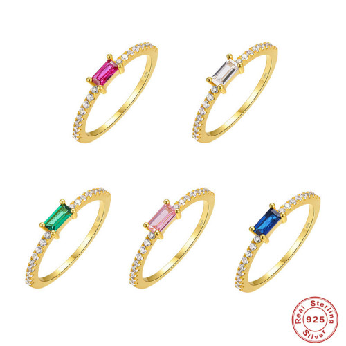 S925 Sterling Silver INS Diamond Ring Simple Inlaid Diamond Ring Jewelry European and American Hot Selling Light Luxury Niche Temperament Proposal Ring