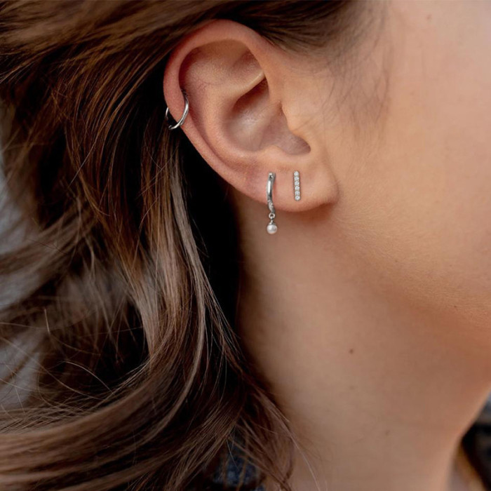 S925 Sterling Silver Pearl Stud Earrings Fashion Trendy INS Classic Simple Hoop Freshwater Pearl Stud Earrings Elegant Earrings