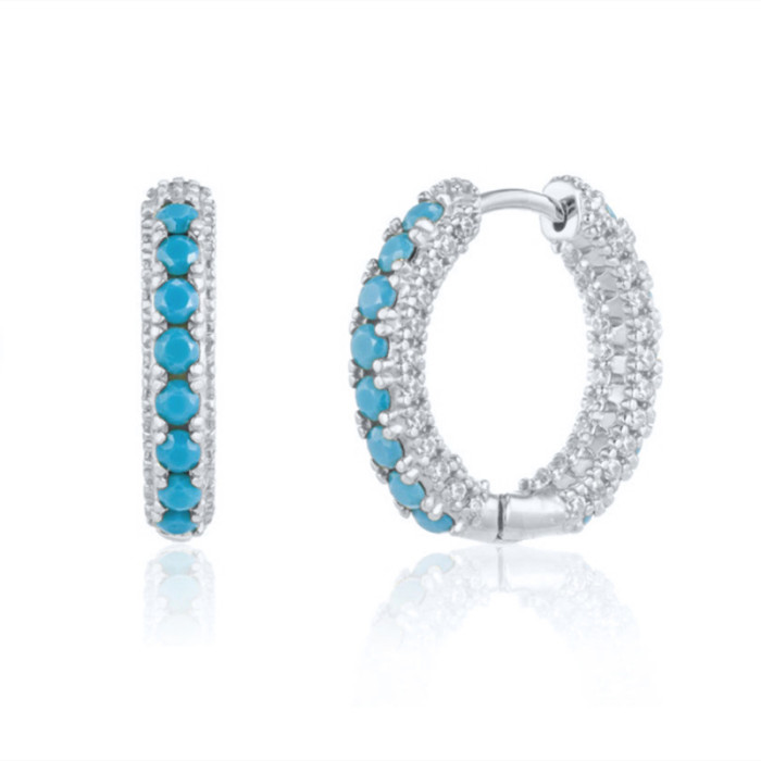European and American Cross-Border Hot-Selling Round Micro-Inlaid Zircon Trendy Ear Cuffs Ear Hoops Ear Jewelry INS Super Sparkling Multi-Diamond Earrings Accessories
