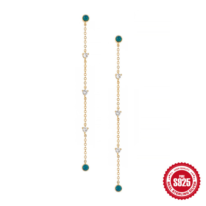 S925 Sterling Silver Elegant Long Tassel Earrings Trendy Hot-Selling Chain Face-Flattering Ear Thread Earrings