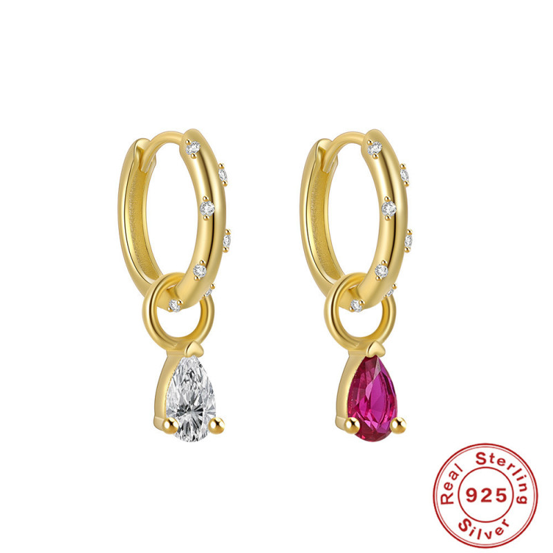 S925 Sterling Silver Classic Hoop Earrings for Women, European and American Hot-Selling Ins Style, Personalized Colorful Diamond Earrings, Ear Clips, Ear Rings