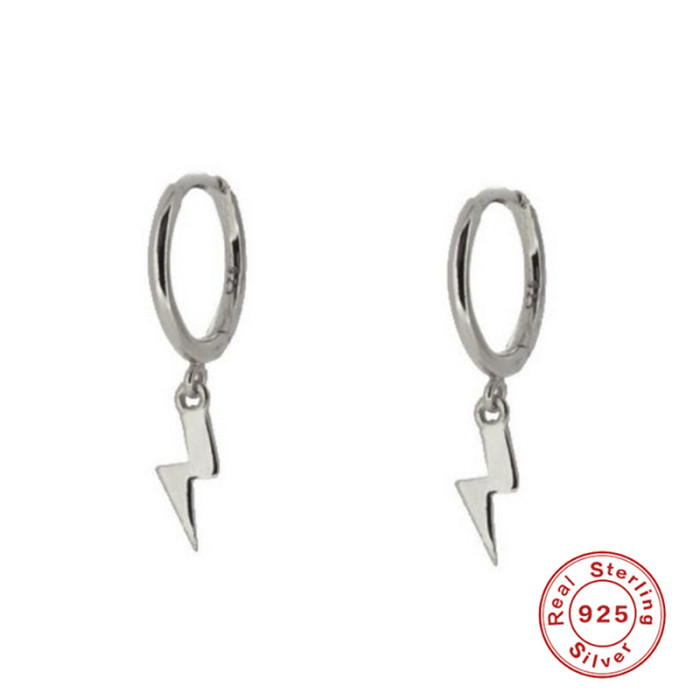 S925 Sterling Silver Hot Selling Lightning Trendy Ear Cuff Hoop Earrings European and American Cross-Border Minimalist INS Creative Style Earrings for Women