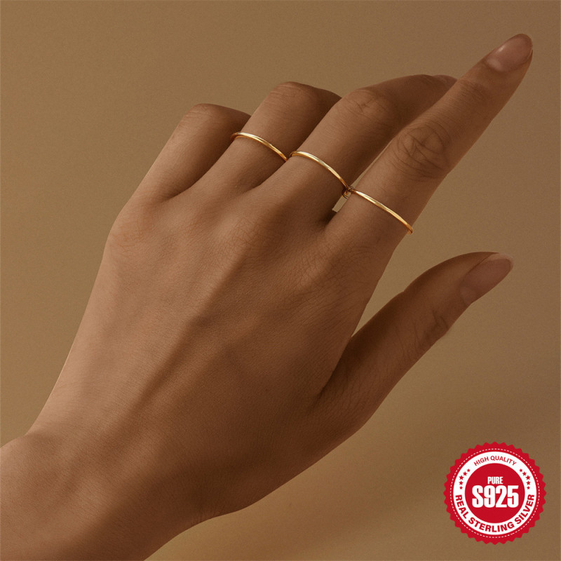 New S925 Sterling Silver Solid Smooth Stacking Ring Lock Ring Index Finger Ring Amazon Hot Sale Personalized Creative Ring