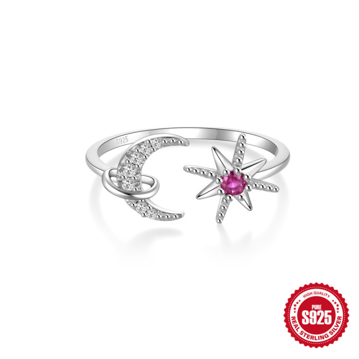 S925 Sterling Silver Japanese Style High-End Diamond Ring Japanese and Korean Niche Design Diamond Heart Petal Open Index Finger Ring