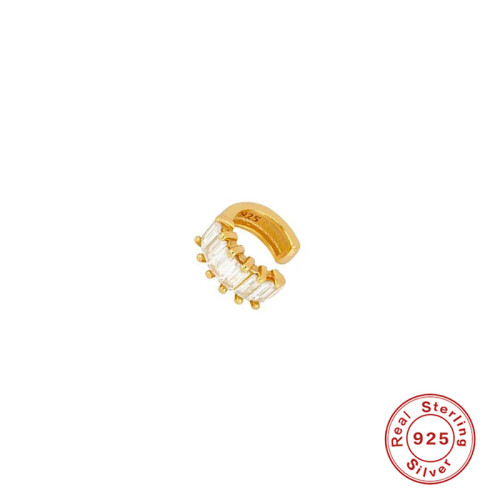 S925 Sterling Silver Inlaid Diamond Ear Clip Ear Cuff Inlaid with Cubic Zirconia Irregular Ear Cuff European and American Hot-Selling Elegant Earrings