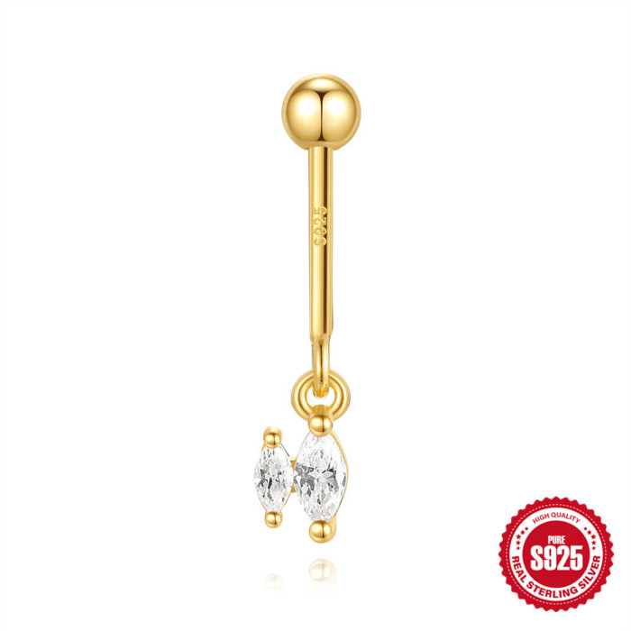 S925 Sterling Silver Snowflake Marquise Diamond Ball Flat Back Vertical Thread Piercing Ear Bone Stud European and American Hot Selling Ear Jewelry