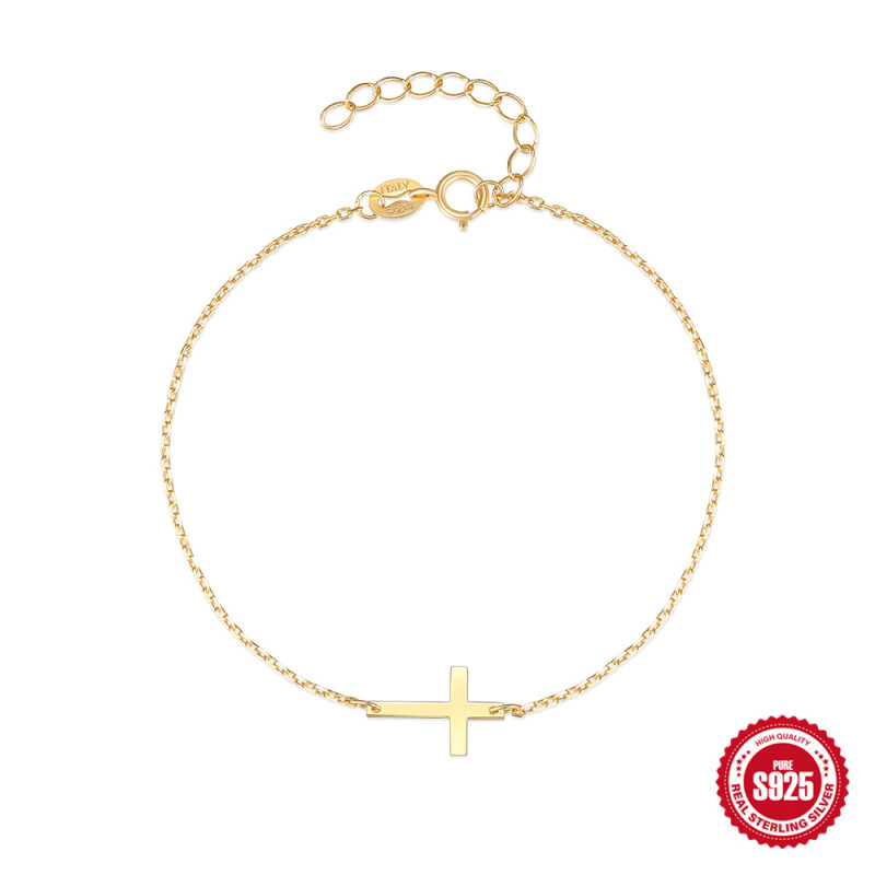 S925 Sterling Silver Creative Cross Bracelet for Women, Popular in Europe and America, Ins Style, Simple and Versatile Silver Bracelet Accessory