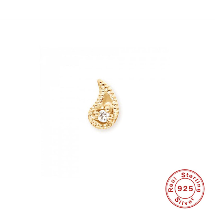 S925 Sterling Silver European and American Creative Symbol Comma Quote Piercing Threaded Earrings Mini Zircon Ear Bone Stud Earrings for Women