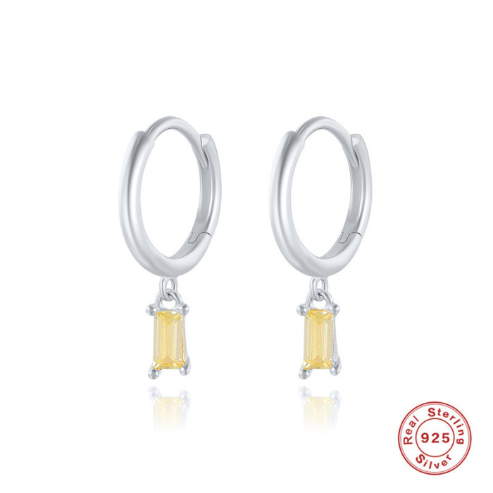 Cross-Border Hot Selling S925 Sterling Silver French Bread Earrings Ear Clips Simple Fashion Creative Inlaid Zirconia Hoop Earrings