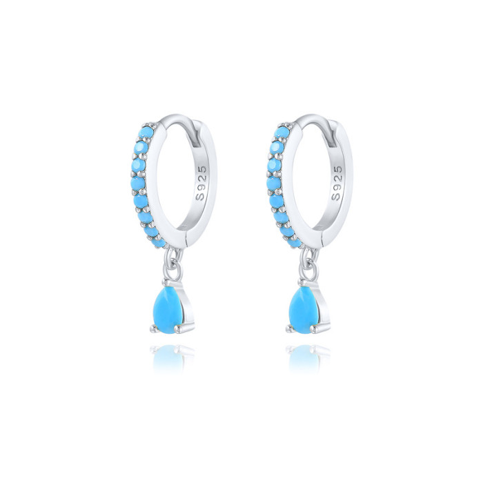 ROXI Luxury High-End Diamond-Studded Colorful Water Drop Hoop Earrings European and American Hot-Selling Ins Style Brass Earrings Jewelry