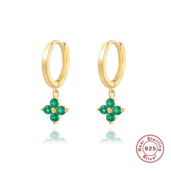 S925 Sterling Silver Stone-Encrusted Snowflake Hoop Earrings Hot-Selling Creative Fashionable INS Style Earrings