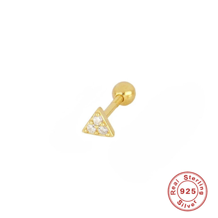 S925 Sterling Silver Mini Threaded Piercing Ear Bone Studs Piercing Earrings European and American Bestselling Trendy Creative INS Earrings