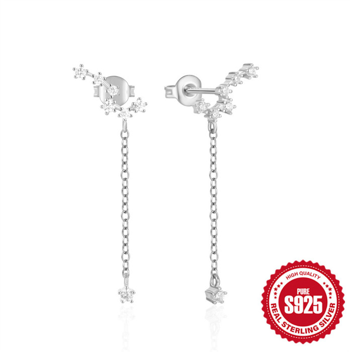 New 925 Sterling Silver Seven Stars Tassel Earrings European and American Hot-Selling Star Earrings Long INS Style Earrings