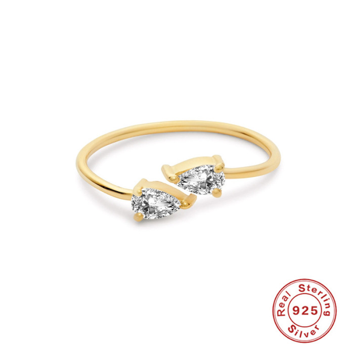 S925 Sterling Silver Water Drop Zircon High-end Gemstone Ring European and American Hot-selling fashion Luxury Ladies Engagement Ring Ring