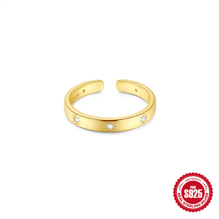 New S925 Sterling Silver Wave Classic Open Toe Ring Hot Sale Summer Versatile Stone-Studded Elegant Toe Ring, Earrings
