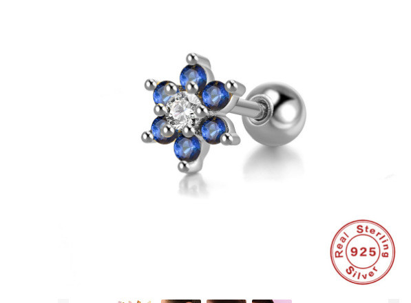 Hot Selling 925 Sterling Silver Colorful Diamond-Studded Spiral Round Bead Piercing Ear Bone Stud European and American Bestselling Cute INS Trendy Earrings