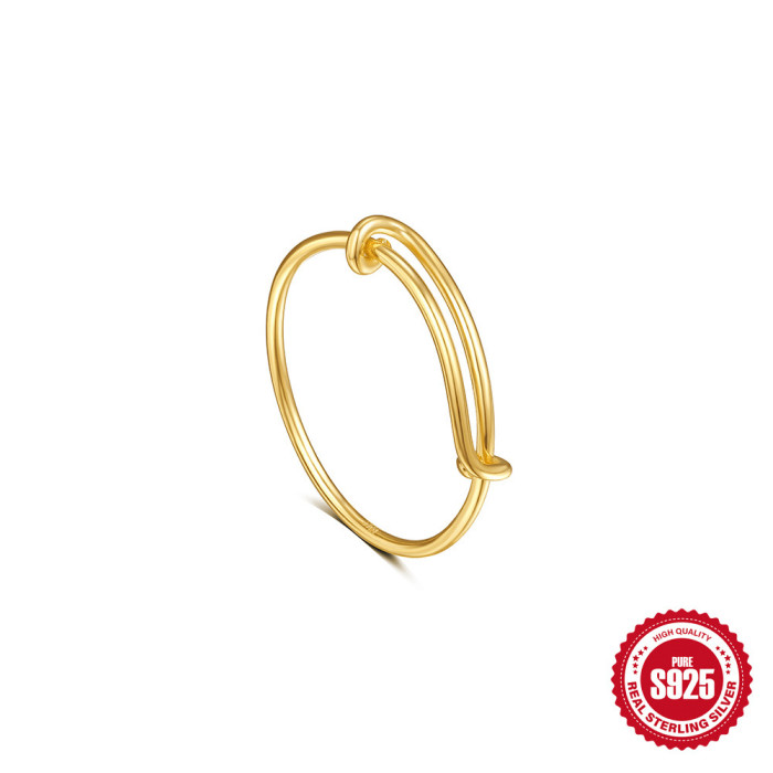 S925 Sterling Silver Adjustable Ring Korean Style Niche Minimalist Fashion Women's Design Sense Ins Internet Celebrity Index Finger Ring