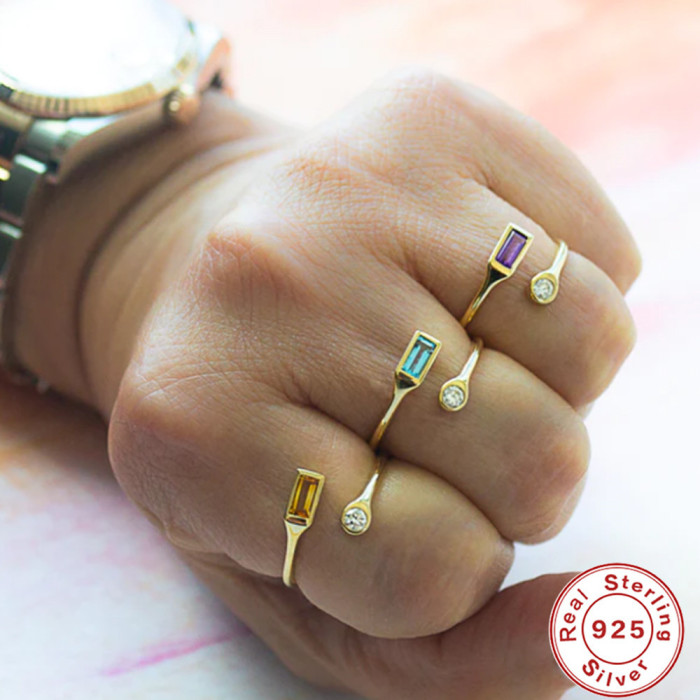 S925 Sterling Silver Inlaid Zircon Women's Ring Open Ring European and American Hot-Selling French Style INS Personality Temperament Index Finger Ring