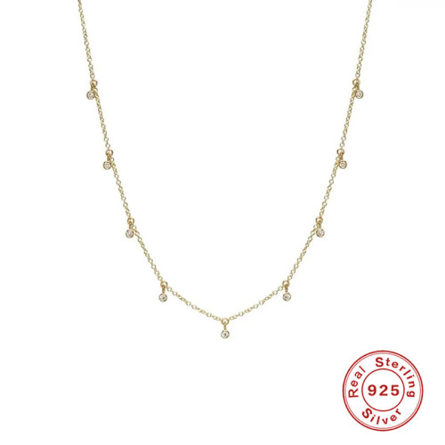 S925 Sterling Silver INS Mini Small Round Diamond Layered Collarbone Chain European and American Cross-Border Hot Selling Low-Key Luxury Necklace for Women