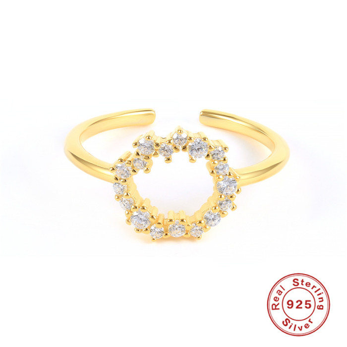 S925 Sterling Silver INS Stone-Inlaid Versatile Ring Bestselling Fashion High-End Creative Open Ring