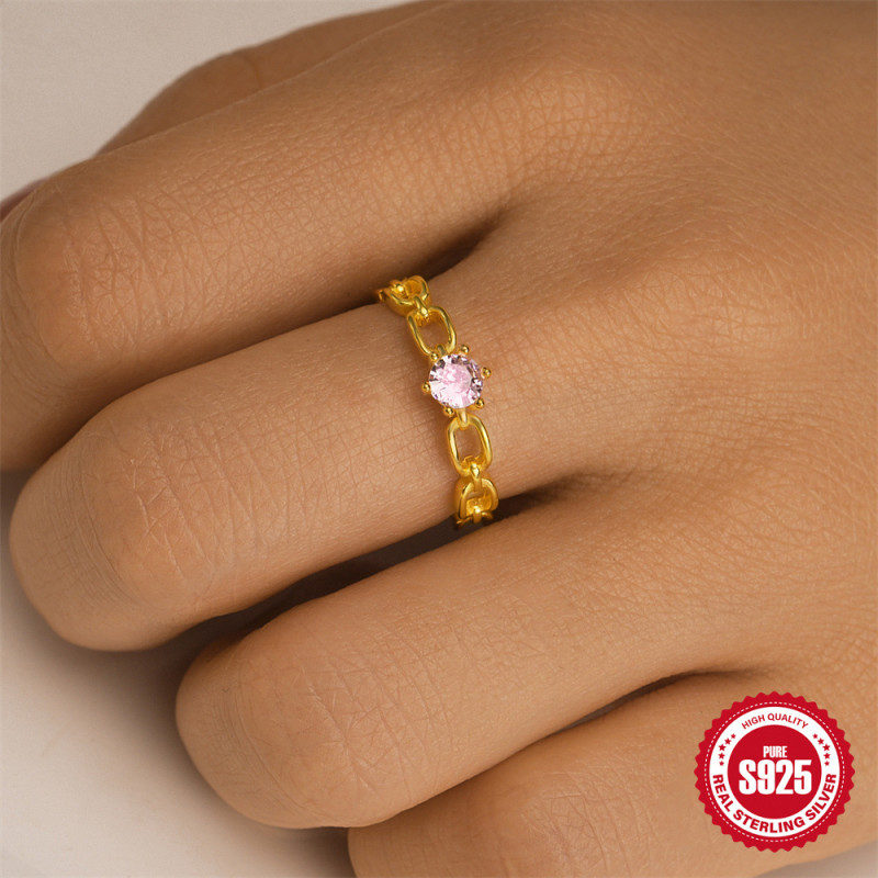 925 Sterling Silver V-Shaped Leaf Inlaid Diamond Open Index Finger Ring European and American Cross-Border Hot-Selling Fashion High-End Minimalist Style Ring