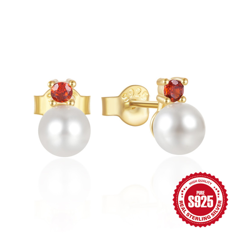 New 925 Sterling Silver Niche Design Fashion Earrings Korean and Japanese Bestselling Simple Pearl Inlaid Diamond Earrings Accessories