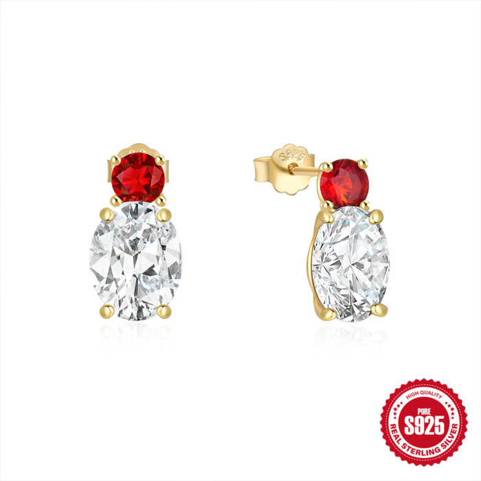 New 925 Sterling Silver Classic Luxurious Stone-Studded Green Gemstone Earrings Hot-Selling Elegant Niche Earrings...