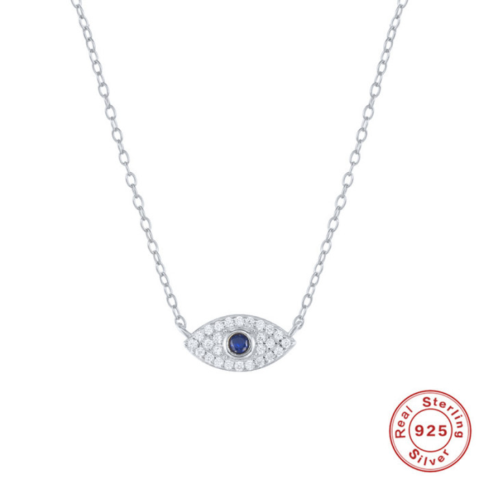 S925 Sterling Silver Classic Ins Style Blue Eyes Diamond Necklace European and American Hot Sale Devil Eye Pendant Collarbone Necklace