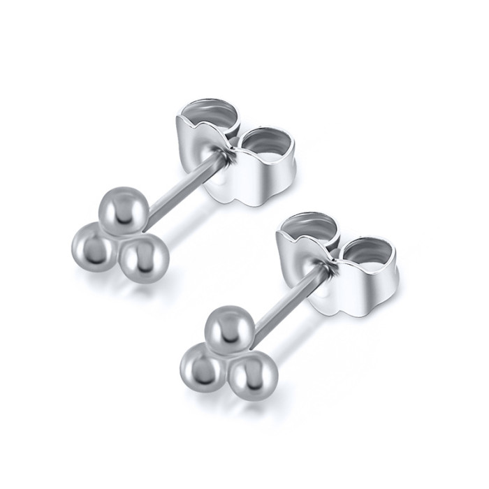 S925 Sterling Silver Three Ball Stud Earrings Exclusive Small Dot Earrings Cartilage Spiral Piercing Ear Jewelry Ins...