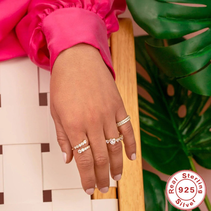 S925 Sterling Silver Mini Adjustable Stone Ring Bestselling Elegant Trendy Fashionable Index Finger Ring