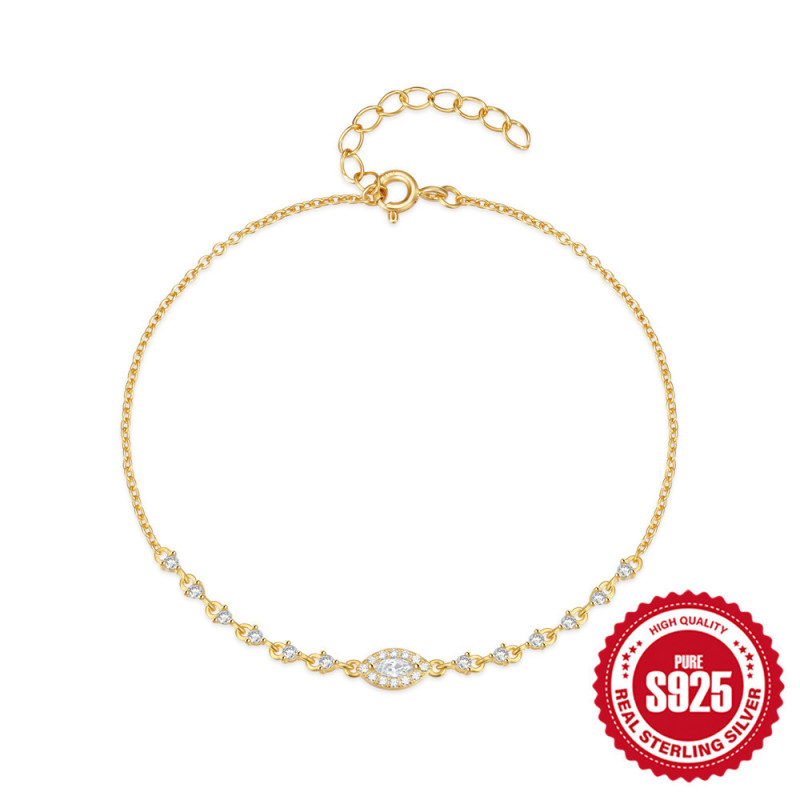 New 925 Sterling Silver Eye Tennis Diamond-Encrusted Personality Temperament Bracelet European and American Hot-Selling Fashion Creative Style Women's Jewelry