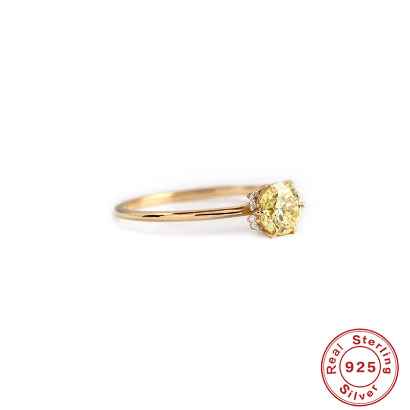 S925 Sterling Silver Round Diamond Engagement Ring for Women, Popular on Instagram, Light Luxury French Style Ring