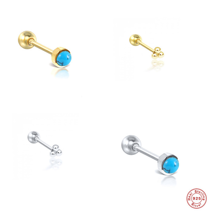 S925 Sterling Silver Mini Piercing Jewelry European and American Trend Personality INS Body Piercing Cartilage Earrings Spiral Accessories