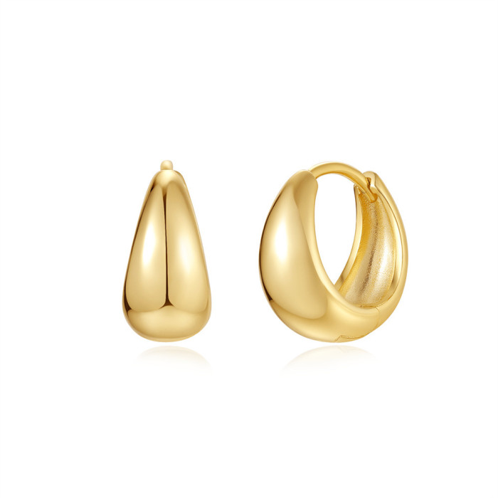 New Brass Stone-Inlaid Hoop Earrings Hot-Selling Personality INS Minimalist Exaggerated Earrings Jewelry