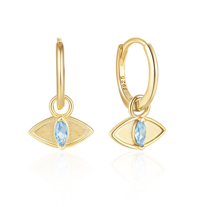 S925 Sterling Silver Devil's Eye Diamond-Studded Hoop Earrings European and American Hot-Selling Classic Fashion Simple INS Ear Cuff Earrings