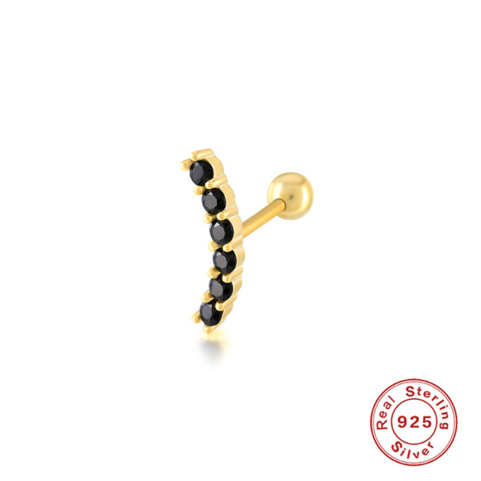 S925 Sterling Silver Single Thread Piercing Earrings Cross-Border Hot Selling Fashion Trendy Single Row Inlaid Diamond Sterling Silver Earrings