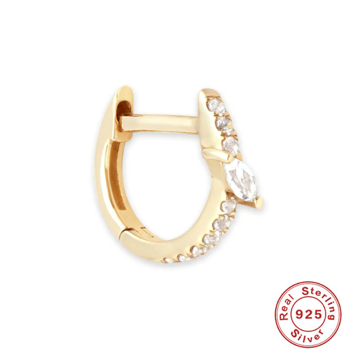 S925 Sterling Silver Minimalist Smooth Square Marquise Diamond Stud Earrings Hoop Earrings European and American Hot Selling Cool Style Earrings for Women