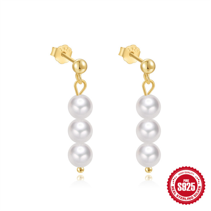 S925 Sterling Silver Mini Pearl Elegant Stud Earrings Korean Style Elegant Niche Fashion Trendy Design Earrings for Women