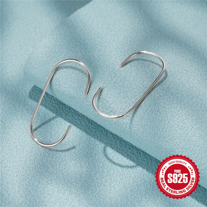 S925 Sterling Silver C-Shaped Minimalist Basic Popular Hoop Earrings Hot-Selling Exaggerated INS Ear Hooks Earrings