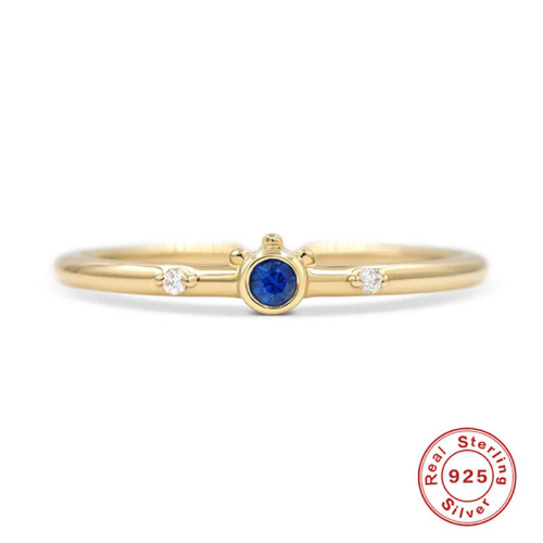 S925 Sterling Silver Sapphire Ring Korean Style Daily Versatile Open Ring Tail Ring Simple Cute Small Girl Ring