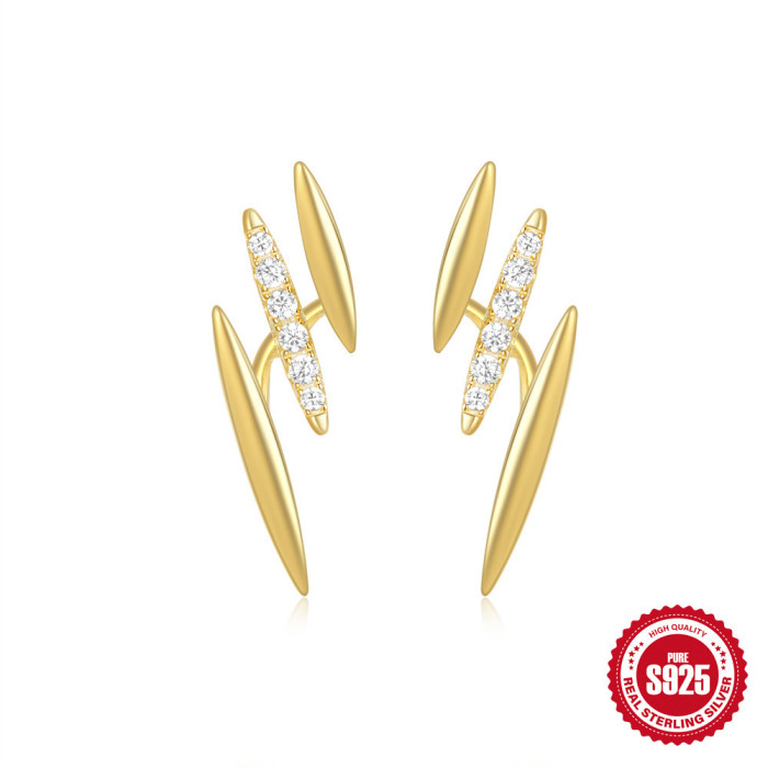 S925 Sterling Silver Sparkling Stone Cross Multi-layer Earrings for Women High-end Niche Personality Studs Simple E...