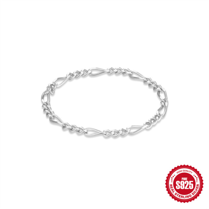 New 925 Sterling Silver Daily Matching Figaro Chain Round Bead Ring Chain Hot Selling INS Index Finger Ring, Necklaces