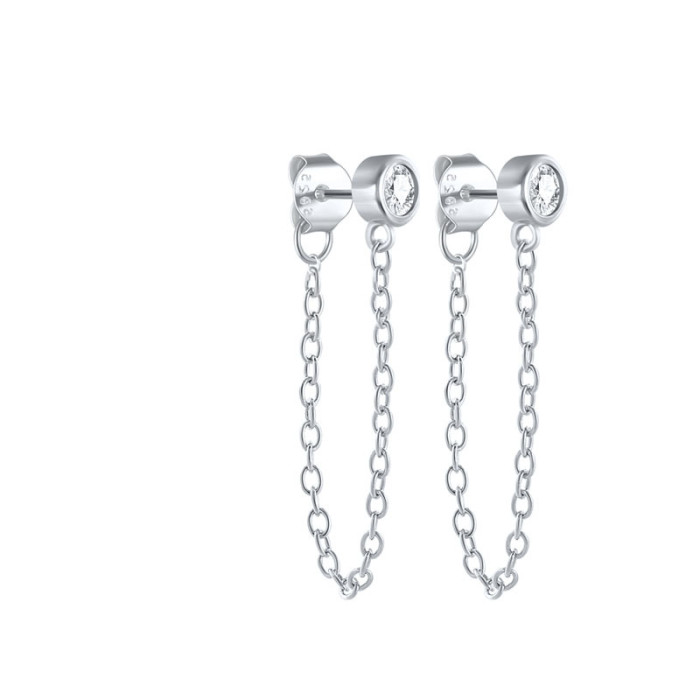 New Hot-Selling S925 Sterling Silver Drop Earrings Ear Line European and American Hot-Selling Light Luxury Personality Versatile Stud Earrings Ear Clips Ear Jewelry