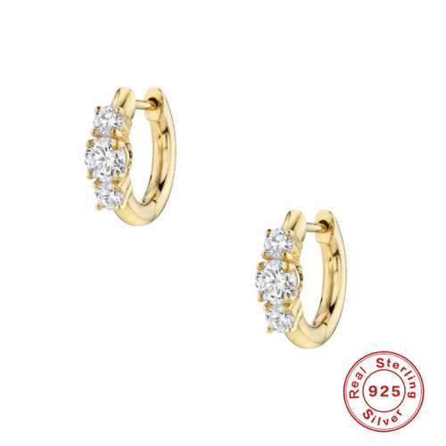 S925 Sterling Silver Main Diamond Surrounded Small Diamond Hoop Earrings Fashion Ear Clips Ear Jewelry European and American Hot Sale Personality Trendy Earrings for Women