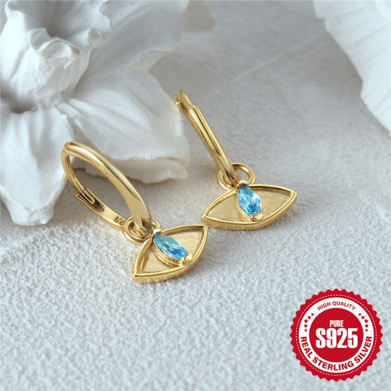 S925 Sterling Silver Devil's Eye Diamond-Studded Hoop Earrings European and American Hot-Selling Classic Fashion Simple INS Ear Cuff Earrings