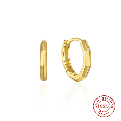 S925 Sterling Silver Faceted Classic Smooth Hoop Earrings Ear Clips Earrings Japanese and Korean Minimalist INS Style Niche High-end Earrings