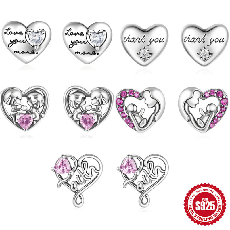New S925 Sterling Silver Heart Letter Couple Diamond Stud Earrings European and American Hot Selling Creative Style Elegant Earrings for Women